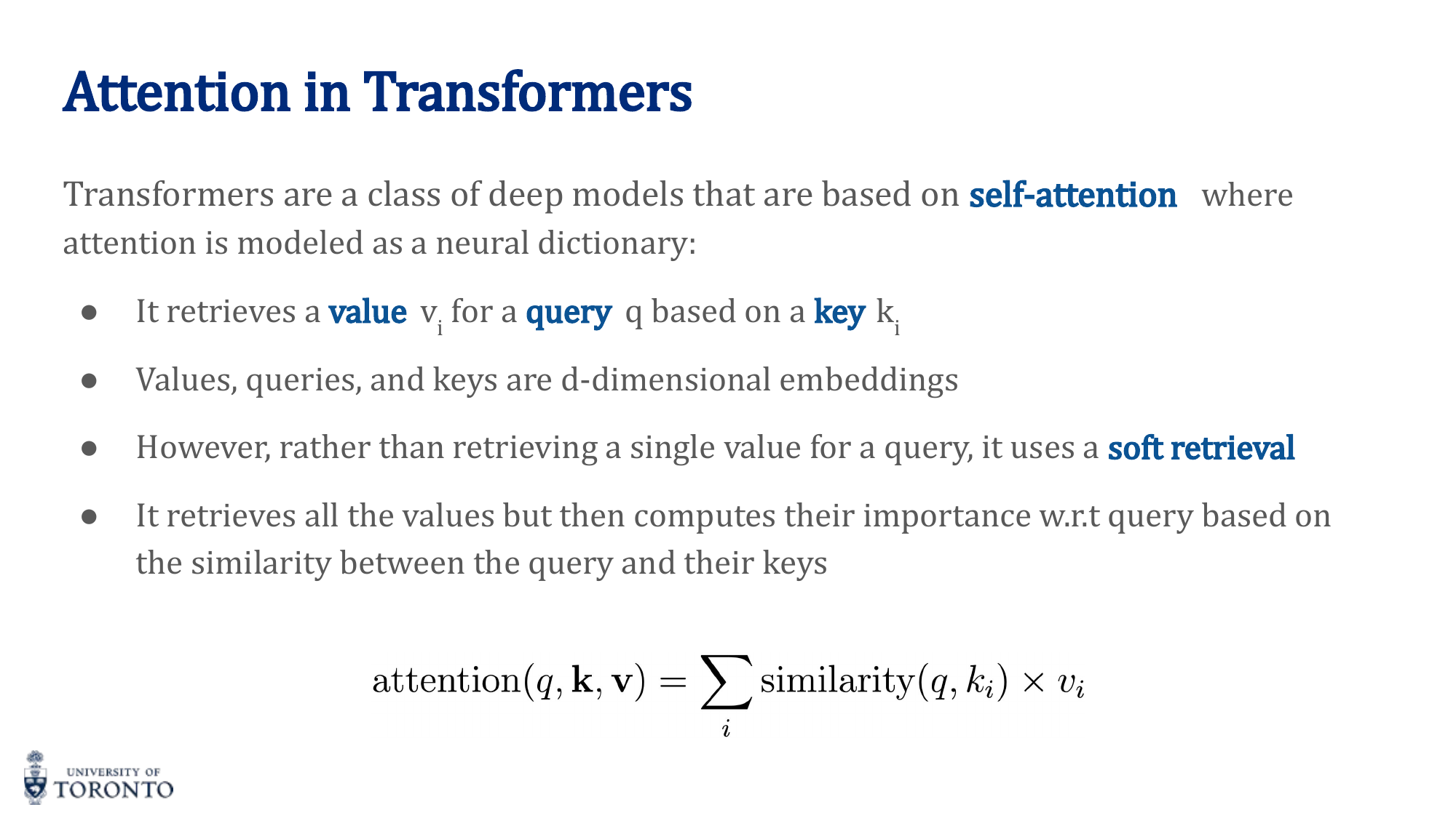 Self-attention with Query, Key, Value matrices
