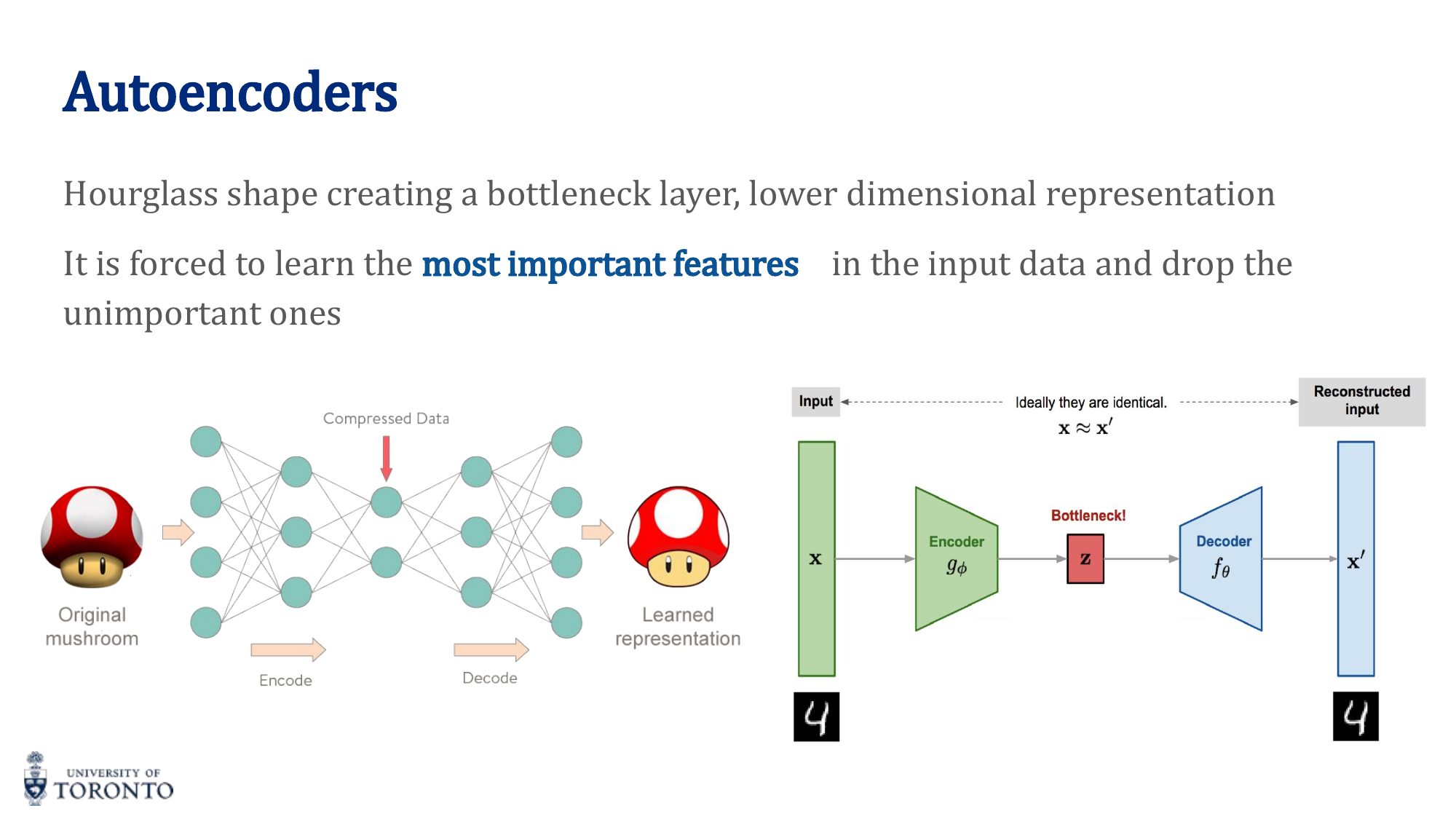 Autoencoder bottleneck forcing feature learning